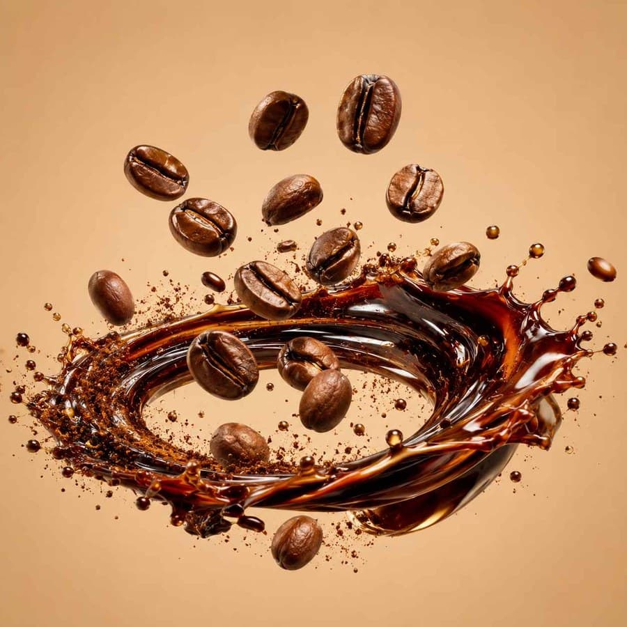 Grãos de café e o blend
