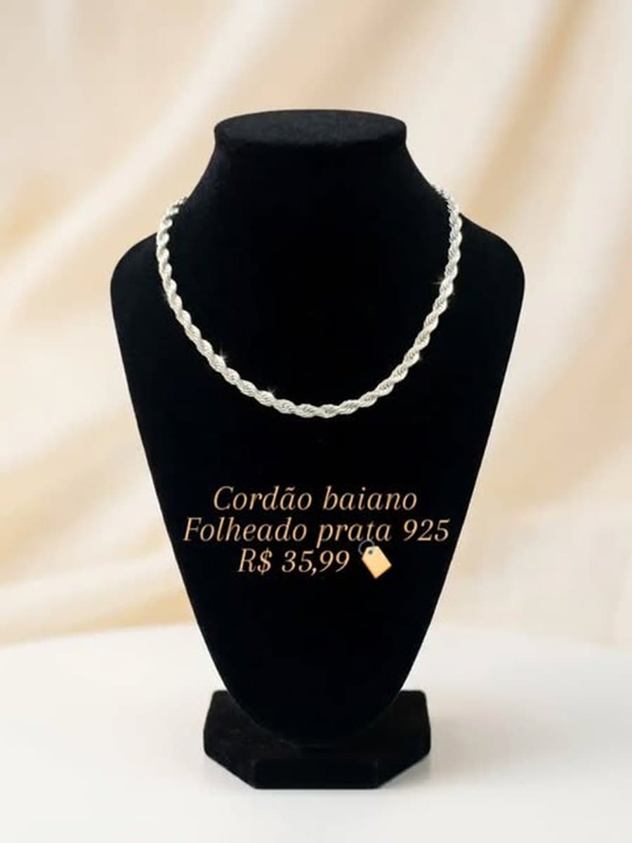 Cordão baiano folheado a prata 925