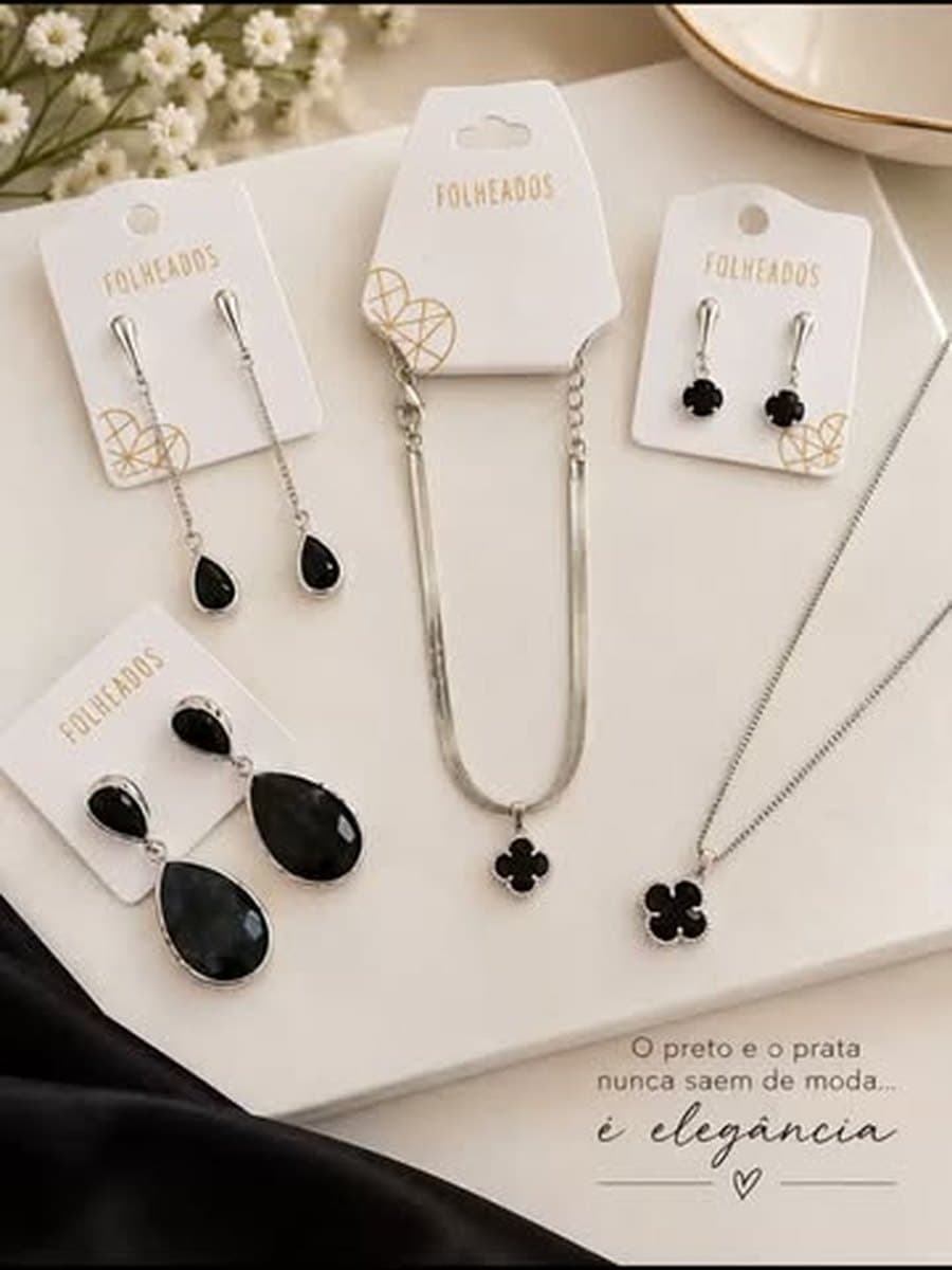 Conjunto preto e prata