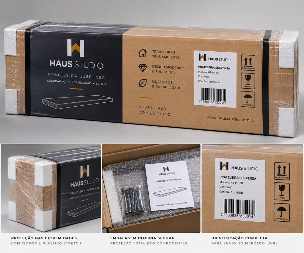 Kit de envio com guia de montagem